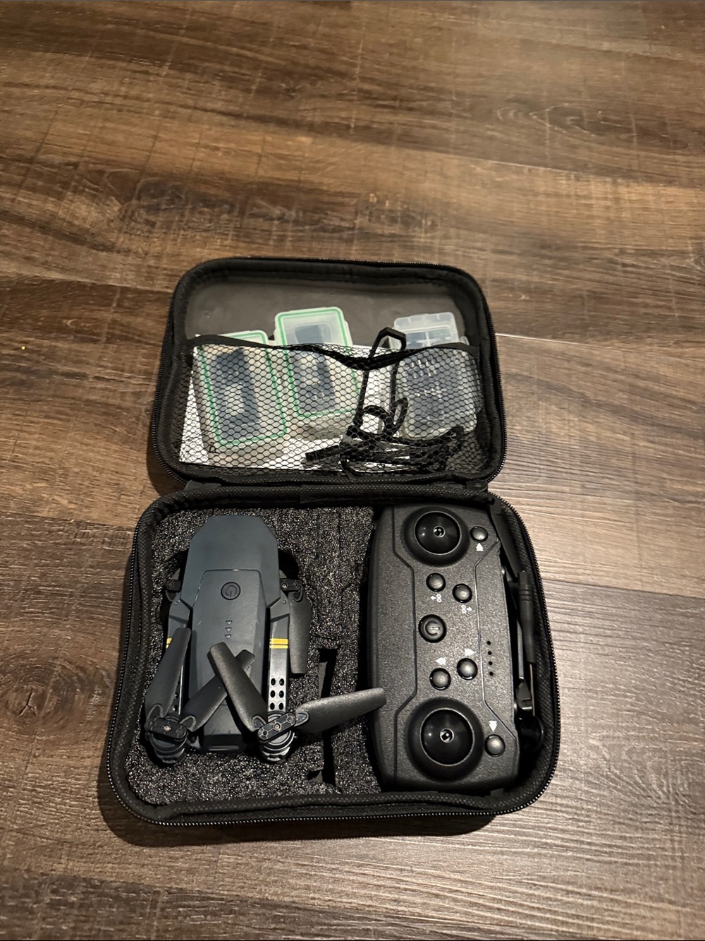 Compact Black Falcon Drone with Carry Case with Foam Insert and Remote